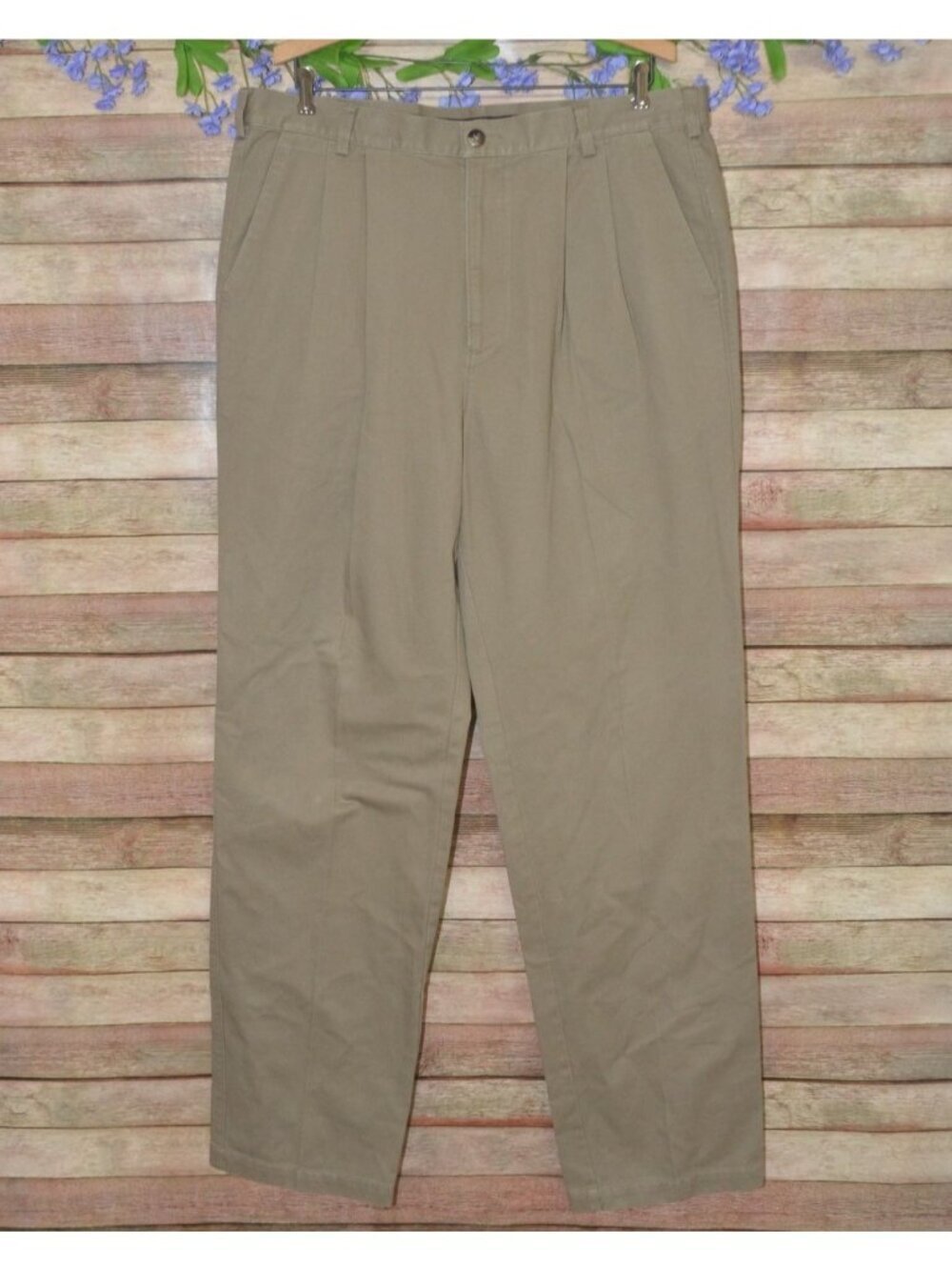 VTG Lucchese Dress Slacks Pants Tall Mens 37 x 34 Khaki Western 100% Cotton